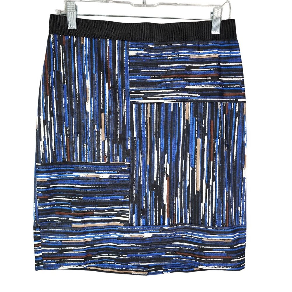 Womens Ann Taylor Petite 6P Geometric Print Skirt Multicolor Blue